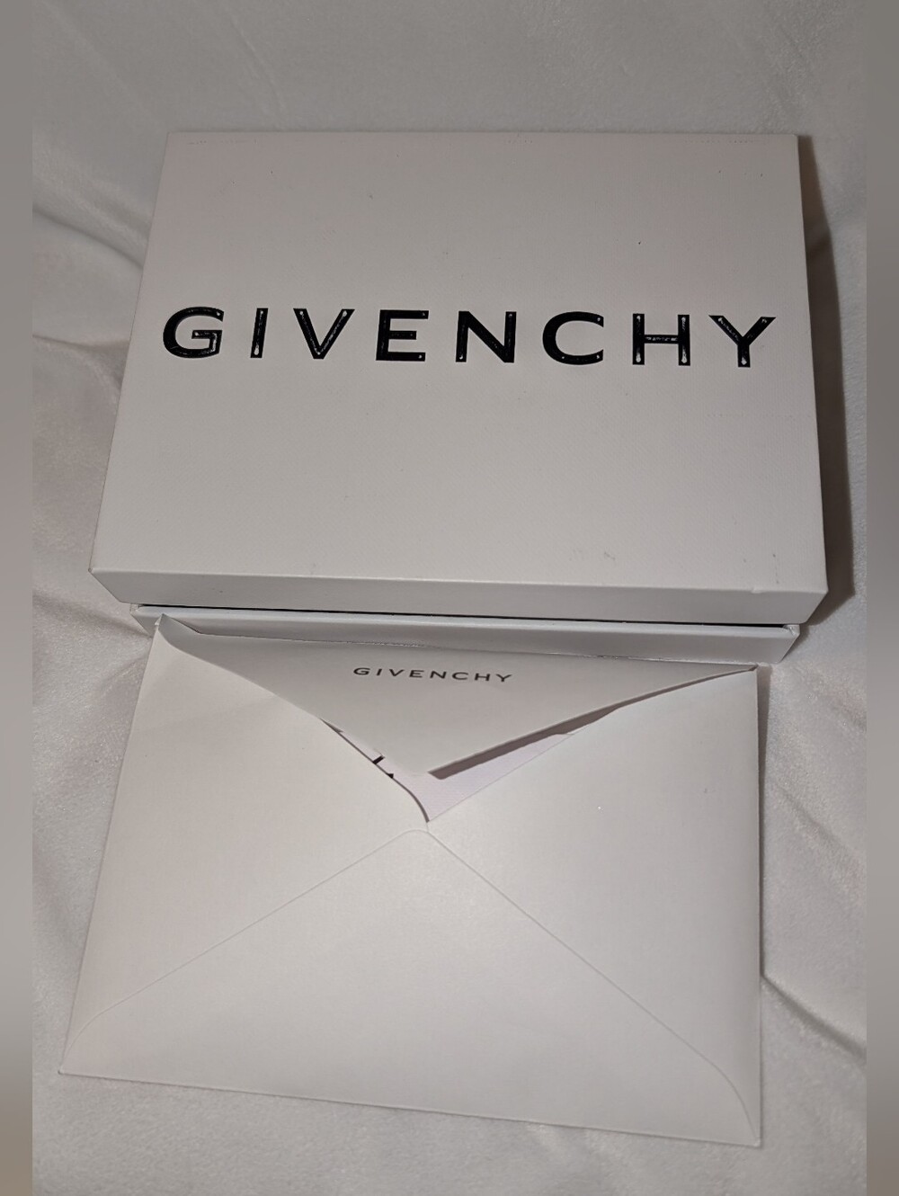 Givenchy Branded Empty Gift Box 7" x 5" x 2"  and Envelope White Black VGUC
